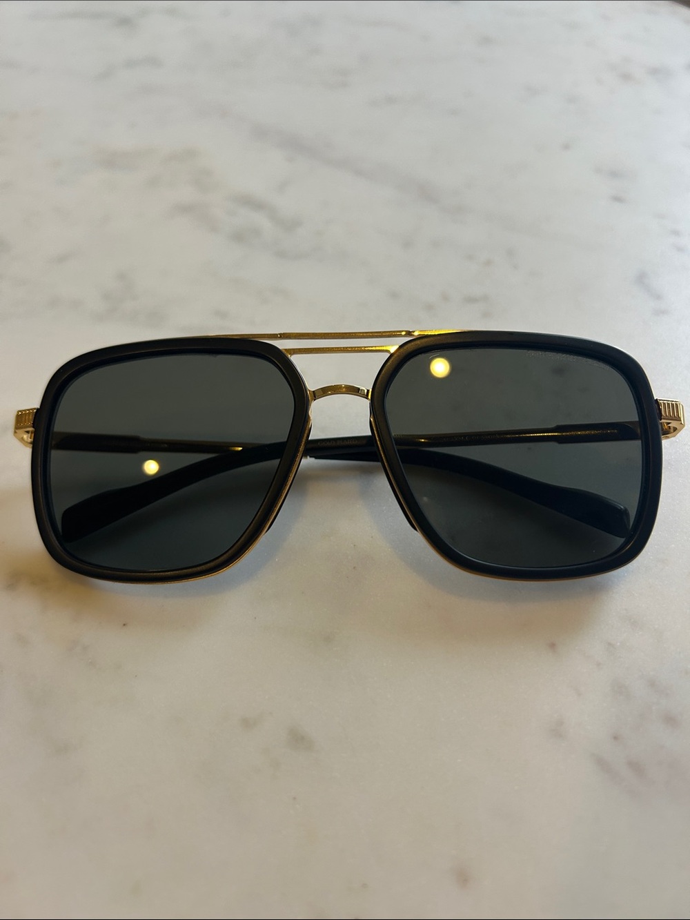 Cutler and Gross Men's Gold Frame Black Lens Square Sunglasses